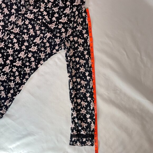 Cosabella Top Pink Black Floral Collared Button Down Long Sleeves Size L - Picture 9 of 13
